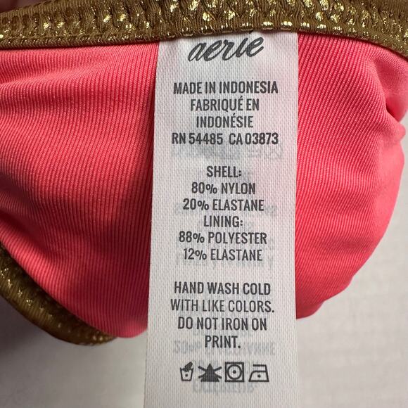 Lg NWT Aerie Floral Scoop Neck Bikini Top Gold Lined, Tropical Y2K Swim beach - Picture 3 of 5